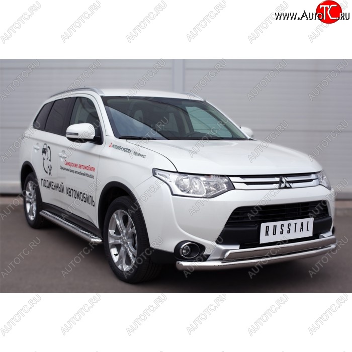 38 999 р. Широкая защита порогов с трубой диаметром 42 мм SLITKOFF v3 Mitsubishi Outlander GF 2-ой рестайлинг (2015-2018)  с доставкой в г. Владивосток