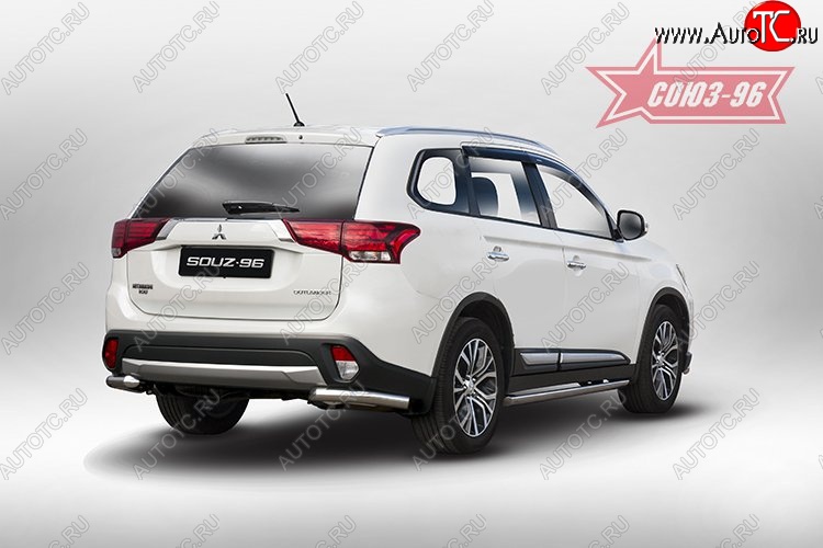 8 504 р. Защита заднего бампера из боковых полированых уголков (d60) Souz-96 Mitsubishi Outlander GF 2-ой рестайлинг (2015-2018)  с доставкой в г. Владивосток