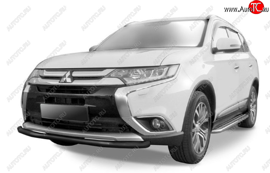 8 449 р. Защита переднего бампера Slitkoff (Ø 57 мм).  Mitsubishi Outlander  GF (2015-2018) 2-ой рестайлинг (Сталь с полимерным покрытием. Цвет: черный)  с доставкой в г. Владивосток