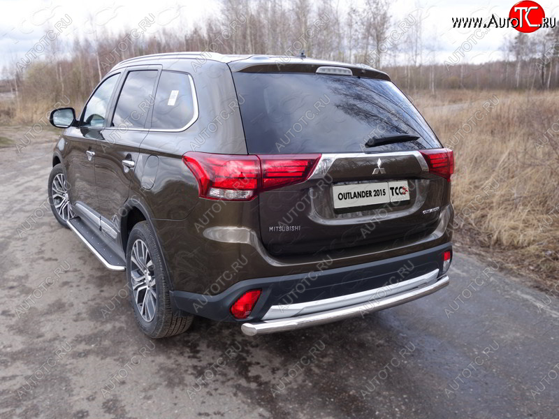 21 799 р. Защита заднего бампера ТСС (нержавейка d 60,3 мм) Mitsubishi Outlander GF 2-ой рестайлинг (2015-2018)  с доставкой в г. Владивосток