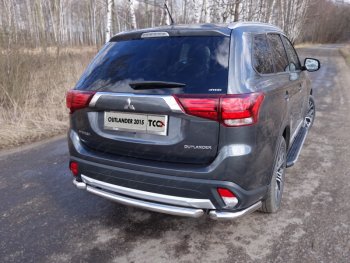 15 999 р. Защита заднего бампера (короткая) ТСС (нержавейка d 60,3 мм) Mitsubishi Outlander GF 2-ой рестайлинг (2015-2018)  с доставкой в г. Владивосток. Увеличить фотографию 1