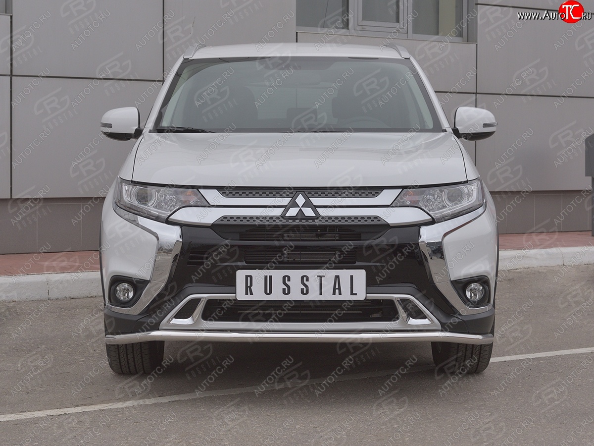 16 349 р. Защита переднего бампера (Ø42 мм, нержавейка) SLITKOFF Mitsubishi Outlander GF 3-ий рестайлинг (2018-2022)  с доставкой в г. Владивосток