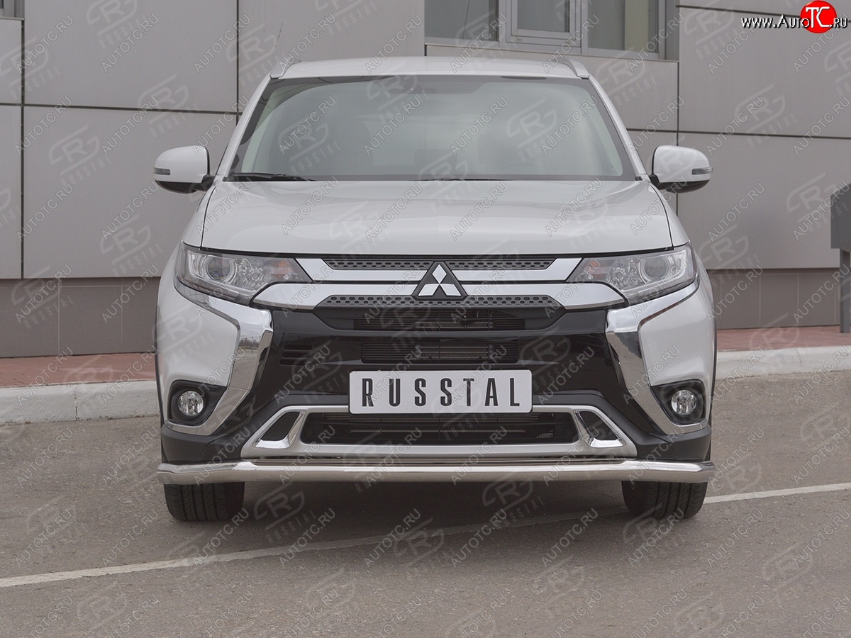 16 799 р. Защита переднего бампера (Ø 63 мм, нержавейка) SLITKOFF Mitsubishi Outlander GF 3-ий рестайлинг (2018-2022)  с доставкой в г. Владивосток