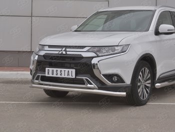 16 799 р. Защита переднего бампера (Ø 63 мм, нержавейка) SLITKOFF Mitsubishi Outlander GF 3-ий рестайлинг (2018-2022)  с доставкой в г. Владивосток. Увеличить фотографию 2