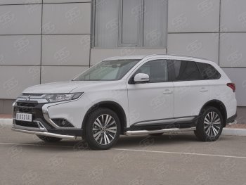 16 799 р. Защита переднего бампера (Ø 63 мм, нержавейка) SLITKOFF Mitsubishi Outlander GF 3-ий рестайлинг (2018-2022)  с доставкой в г. Владивосток. Увеличить фотографию 3