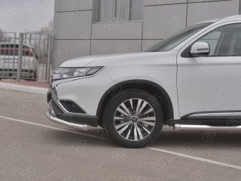 16 799 р. Защита переднего бампера (Ø 63 мм, нержавейка) SLITKOFF Mitsubishi Outlander GF 3-ий рестайлинг (2018-2022)  с доставкой в г. Владивосток. Увеличить фотографию 4