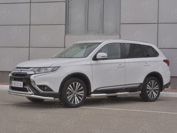 17 549 р. Защита переднего бампера (2 трубы Ø63 и 42 мм, нержавейка) SLITKOFF  Mitsubishi Outlander  GF (2018-2022) 3-ий рестайлинг  с доставкой в г. Владивосток. Увеличить фотографию 2