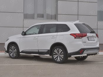 13 899 р. Защита заднего бампера (Ø63 мм уголки, нержавейка) SLITKOFF Mitsubishi Outlander GF 3-ий рестайлинг (2018-2022)  с доставкой в г. Владивосток. Увеличить фотографию 2