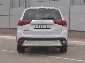 Защита заднего бампера (Ø63 мм, нержавейка) SLITKOFF Mitsubishi Outlander GF 3-ий рестайлинг (2018-2022)