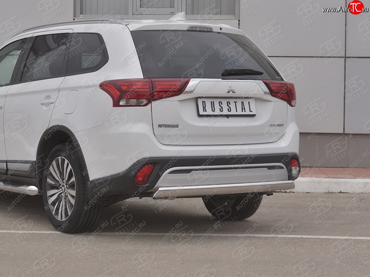 15 999 р. Защита заднего бампера (Ø75x42 мм, нержавейка) Russtal Mitsubishi Outlander GF 3-ий рестайлинг (2018-2022)  с доставкой в г. Владивосток