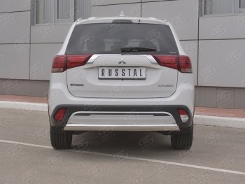 15 999 р. Защита заднего бампера (Ø75x42 мм, нержавейка) Russtal Mitsubishi Outlander GF 3-ий рестайлинг (2018-2022)  с доставкой в г. Владивосток. Увеличить фотографию 2