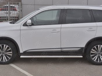 31 649 р. Защита порогов (Ø120x60 мм с проступью, нержавейка) Russtal Mitsubishi Outlander GF 3-ий рестайлинг (2018-2022)  с доставкой в г. Владивосток. Увеличить фотографию 2