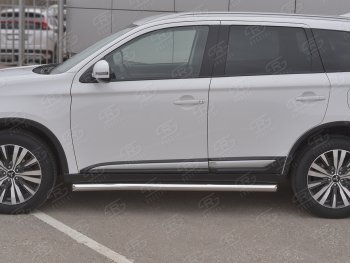 21 999 р. Защита порогов (Ø63 мм, нержавейка) SLITKOFF  Mitsubishi Outlander  GF (2018-2022) 3-ий рестайлинг (Металлические торцы под 45°)  с доставкой в г. Владивосток. Увеличить фотографию 2