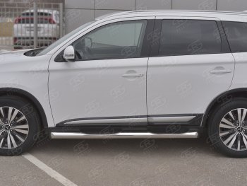 26 999 р. Защита порогов (Ø76 мм с проступью, нержавейка) SLITKOFF  Mitsubishi Outlander  GF (2018-2022) 3-ий рестайлинг (Металлические торцы под 45°)  с доставкой в г. Владивосток. Увеличить фотографию 2