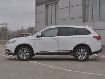 26 999 р. Защита порогов (Ø76 мм с проступью, нержавейка) SLITKOFF  Mitsubishi Outlander  GF (2018-2022) 3-ий рестайлинг (Металлические торцы под 45°)  с доставкой в г. Владивосток. Увеличить фотографию 3