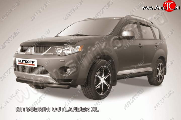 10 499 р. Защита переднего бампер Slitkoff Mitsubishi Outlander XL (CW)  дорестайлинг (2005-2009) (Цвет: серебристый)  с доставкой в г. Владивосток