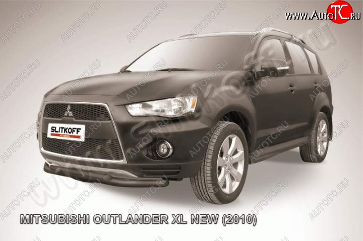 10 499 р. Защита переднего бампер Slitkoff Mitsubishi Outlander XL (CW)  рестайлинг (2010-2013) (Цвет: серебристый)  с доставкой в г. Владивосток