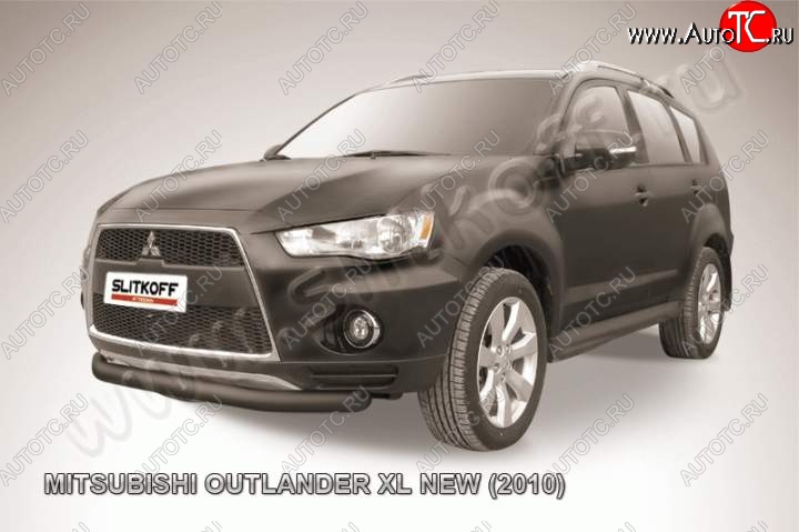 8 999 р. защита переднего бампера Slitkoff  Mitsubishi Outlander  XL (2010-2013) (CW)  рестайлинг (Цвет: серебристый)  с доставкой в г. Владивосток