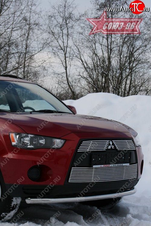 9 809 р. Защита переднего бампера из одинарной трубы (d60) Souz-96 Mitsubishi Outlander XL (CW)  рестайлинг (2010-2013)  с доставкой в г. Владивосток