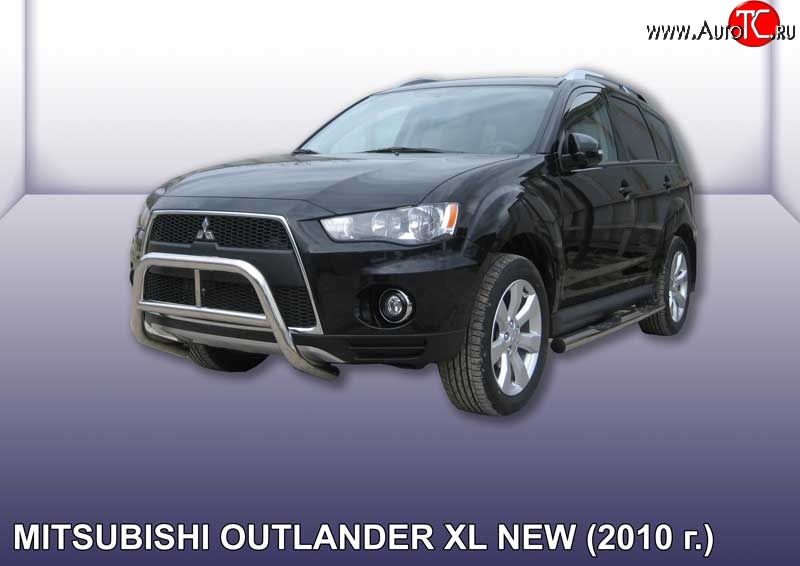 26 999 р. Усиленная защита переднего бампера из трубы диаметром 57 мм Slitkoff Mitsubishi Outlander XL (CW)  рестайлинг (2010-2013) (Нержавейка, Полированная)  с доставкой в г. Владивосток