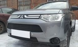 4 299 р. Сетка на бампер Russtal (черная) Mitsubishi Outlander GF дорестайлинг (2012-2014)  с доставкой в г. Владивосток. Увеличить фотографию 3