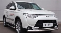 21 399 р. Защита переднего бампера (2 трубыØ63 и 42 мм, нержавейка) SLITKOFF  Mitsubishi Outlander  GF (2014-2016) 1-ый рестайлинг  с доставкой в г. Владивосток. Увеличить фотографию 4