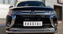 16 899 р. Защита переднего бампера (2 трубыØ63 и 42 мм, нержавейка) SLITKOFF  Mitsubishi Outlander  GF (2015-2018) 2-ой рестайлинг  с доставкой в г. Владивосток. Увеличить фотографию 4