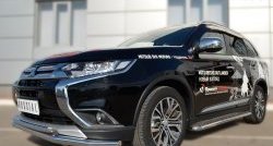 16 899 р. Защита переднего бампера (2 трубыØ63 и 42 мм, нержавейка) SLITKOFF  Mitsubishi Outlander  GF (2015-2018) 2-ой рестайлинг  с доставкой в г. Владивосток. Увеличить фотографию 1