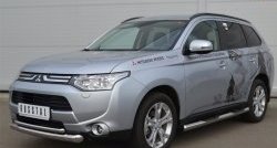 19 699 р. Защита переднего бампера (2 трубыØ76 и 42 мм, нержавейка) SLITKOFF Mitsubishi Outlander GF дорестайлинг (2012-2014)  с доставкой в г. Владивосток. Увеличить фотографию 2