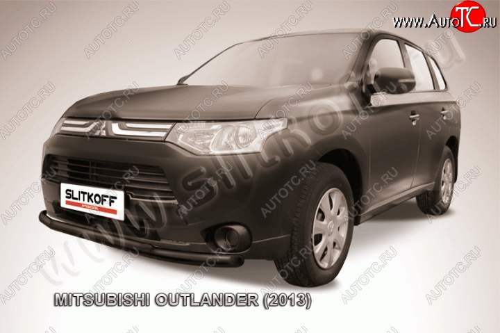 10 949 р. Защита переднего бампер Slitkoff Mitsubishi Outlander GF дорестайлинг (2012-2014) (Цвет: серебристый)  с доставкой в г. Владивосток