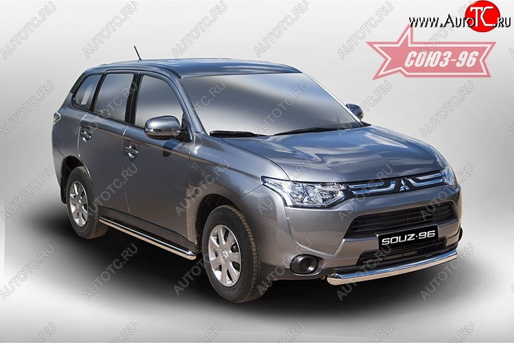 13 274 р. Защита переднего бампера одинарная Souz-96 (d76) Mitsubishi Outlander GF дорестайлинг (2012-2014)  с доставкой в г. Владивосток