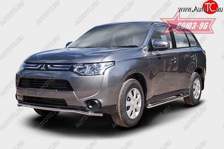 10 934 р. Защита переднего бампера диаметр трубы 42 мм Premium Souz-96 Mitsubishi Outlander GF дорестайлинг (2012-2014)  с доставкой в г. Владивосток