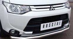 16 399 р. Одинарная защита переднего бампера диаметром 63 мм SLITKOFF  Mitsubishi Outlander  GF (2014-2016) 1-ый рестайлинг  с доставкой в г. Владивосток. Увеличить фотографию 2