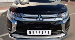 15 999 р. Одинарная защита переднего бампера диаметром 63 мм SLITKOFF  Mitsubishi Outlander  GF (2015-2018) 2-ой рестайлинг  с доставкой в г. Владивосток. Увеличить фотографию 2