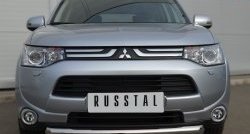 16 599 р. Одинарная защита переднего бампера диаметром 76 мм SLITKOFF  Mitsubishi Outlander  GF (2012-2014) дорестайлинг  с доставкой в г. Владивосток. Увеличить фотографию 3