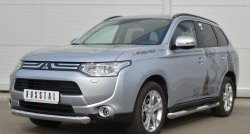 16 599 р. Одинарная защита переднего бампера диаметром 76 мм SLITKOFF  Mitsubishi Outlander  GF (2012-2014) дорестайлинг  с доставкой в г. Владивосток. Увеличить фотографию 4