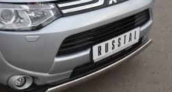 15 649 р. Защита переднего бампера (Ø75х42 мм, нержавейка) Russtal Mitsubishi Outlander GF дорестайлинг (2012-2014)  с доставкой в г. Владивосток. Увеличить фотографию 2