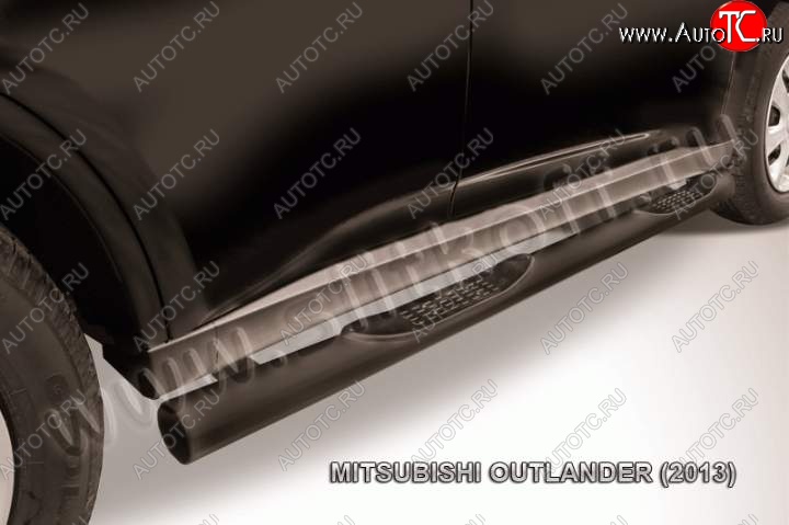 13 749 р. Защита порогов Slitkoff  Mitsubishi Outlander  GF (2012-2014) дорестайлинг (Цвет: серебристый)  с доставкой в г. Владивосток