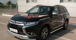 15 299 р. Защита порогов из круглой трубы диаметром 63 мм (рестайлинг) Russtal Mitsubishi Outlander GF 2-ой рестайлинг (2015-2018) (Защита порогов с со скосами на торцах (вариант 1))  с доставкой в г. Владивосток. Увеличить фотографию 4