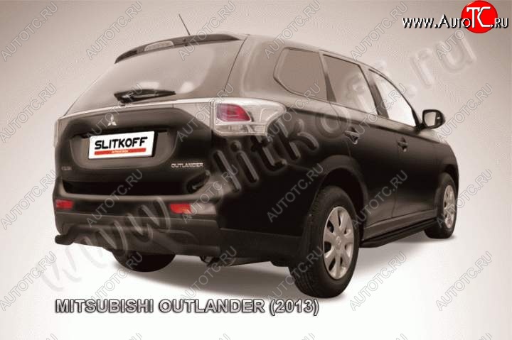 8 349 р. Защита задняя Slitkoff  Mitsubishi Outlander  GF (2012-2014) дорестайлинг (Цвет: серебристый)  с доставкой в г. Владивосток