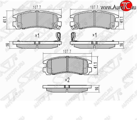 879 р. Комплект задних тормозных колодок SAT  Mitsubishi Pajero ( 2 V30/V40 5 дв.,  2 V20,  2 V30/V40) (1991-1999) дорестайлинг, дорестайлинг, рестайлинг, рестайлинг  с доставкой в г. Владивосток