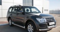 17 599 р. Защита порогов из круглой трубы диаметром 42 мм SLITKOFF  Mitsubishi Pajero  4 V90 (2014-2020) 2-ой рестайлинг  с доставкой в г. Владивосток. Увеличить фотографию 4