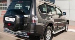 22 649 р. Защита заднего бампера (Ø63 и 42 мм, нержавейка) SLITKOFF Mitsubishi Pajero 4 V90 2-ой рестайлинг (2014-2020)  с доставкой в г. Владивосток. Увеличить фотографию 4