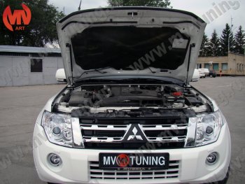 4 099 р. Упор капота MV-Tuning (двойной) Mitsubishi Pajero 4 V90 дорестайлинг (2006-2011)  с доставкой в г. Владивосток. Увеличить фотографию 3