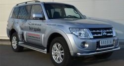 25 199 р. Защита переднего бампера (2 трубыØ76 и 63 мм, нержавейка) SLITKOFF  Mitsubishi Pajero ( 4 V90,  4 V80) (2011-2015) 1-ый рестайлинг, 3 дв. 1-ый рестайлинг  с доставкой в г. Владивосток. Увеличить фотографию 4