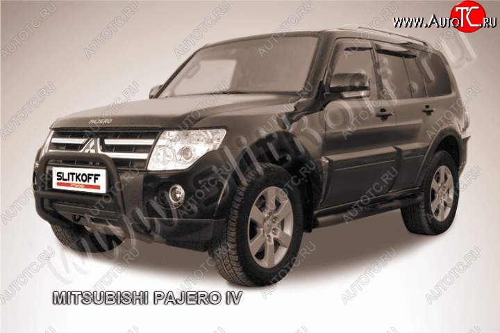 18 999 р. Кенгурятник d57 низкий Mitsubishi Pajero 4 V90 дорестайлинг (2006-2011) (Цвет: серебристый)  с доставкой в г. Владивосток