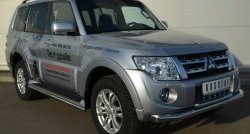 13 349 р. Защита порогов из круглой трубы диаметром 42 мм Russtal Mitsubishi Pajero 4 V90 дорестайлинг (2006-2011) (Защита порогов с со скосами на торцах (вариант 1))  с доставкой в г. Владивосток. Увеличить фотографию 7