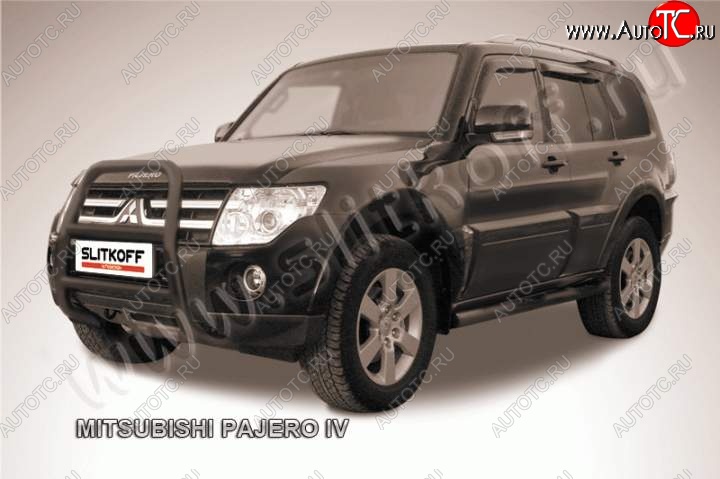 20 449 р. Кенгурятник d57 высокий Mitsubishi Pajero 4 V90 дорестайлинг (2006-2011) (Цвет: серебристый)  с доставкой в г. Владивосток