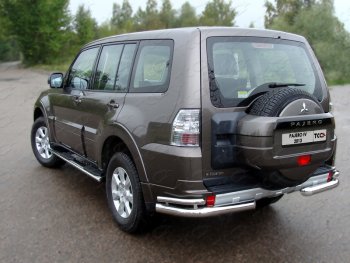 Защита заднего бампера (уголки двойные) ТСС 76,1/42,4 мм Mitsubishi Pajero 4 V90 дорестайлинг (2006-2011)