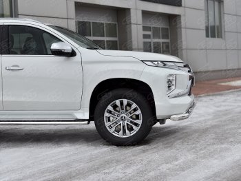 26 649 р. Защита переднего бампера (2 трубы Ø76 и 42 мм, нержавейка) SLITKOFF Mitsubishi Pajero Sport QF рестайлинг (2019-2022)  с доставкой в г. Владивосток. Увеличить фотографию 4